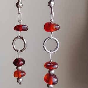 Fülbevaló borostyán gyöngyökkel  - ékszer - fülbevaló - lógó fülbevaló - Meska.hu