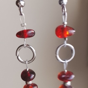 Fülbevaló borostyán gyöngyökkel  - ékszer - fülbevaló - lógó fülbevaló - Meska.hu