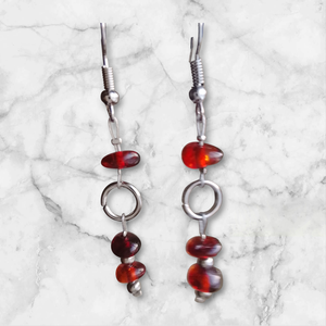 Fülbevaló borostyán gyöngyökkel , Ékszer, Fülbevaló, Lógó fülbevaló, Mindenmás, MESKA