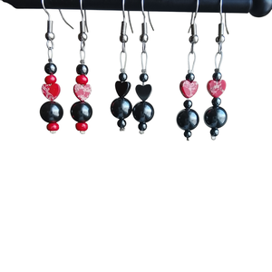 Fülbevaló hematitból  és gyöngy , Ékszer, Fülbevaló, Lógó fülbevaló, Mindenmás, MESKA