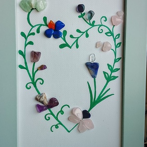 Szívecske mintás ásvány kép - ékszer - nyaklánc - gyöngyös nyaklánc - Meska.hu