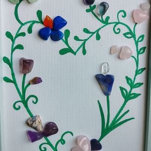 Szívecske mintás ásvány kép - ékszer - nyaklánc - gyöngyös nyaklánc - Meska.hu