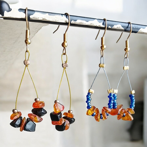 Fülbevaló borostyán kövecskékkel, Ékszer, Fülbevaló, Lógó fülbevaló, Mindenmás, MESKA