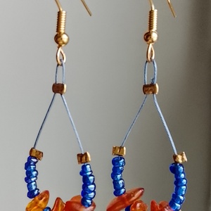 Fülbevaló borostyán kövecskékkel - ékszer - fülbevaló - lógó fülbevaló - Meska.hu