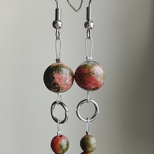 Fülbevaló zöld narancs színű - ékszer - fülbevaló - lógó fülbevaló - Meska.hu