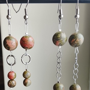 Fülbevaló zöld narancs színű - ékszer - fülbevaló - lógó fülbevaló - Meska.hu