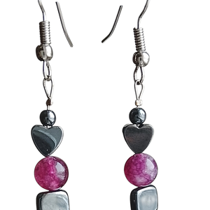 Fülbevaló lila és szürke ásványokból , Ékszer, Fülbevaló, Lógó fülbevaló, Mindenmás, MESKA