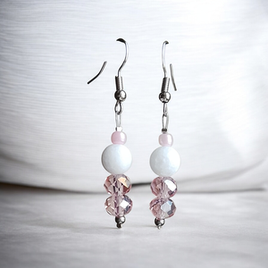 Fülbevaló jade és üveggyöngyökből , Ékszer, Fülbevaló, Lógó fülbevaló, Mindenmás, MESKA