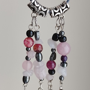  Ásvány díszes szürke, rózsaszín nyaklánc nyaklánc - ékszer - nyaklánc - gyöngyös nyaklánc - Meska.hu