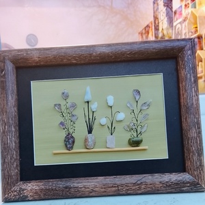 Virágos kavicskép féldrágakövekből  - otthon & életmód - dekoráció - kép & falikép - kavics kép - Meska.hu