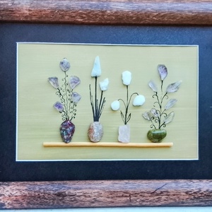 Virágos kavicskép féldrágakövekből  - Meska.hu