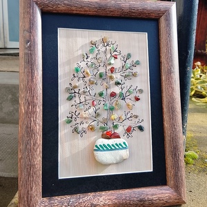 Életfa vagy virág kavicskép féldrágakövekből  - otthon & életmód - dekoráció - kép & falikép - kavics kép - Meska.hu