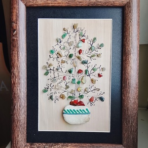 Életfa vagy virág kavicskép féldrágakövekből , Otthon & Életmód, Dekoráció, Kép & Falikép, Kavics kép, , MESKA