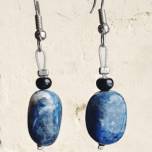 Fülbevaló kék szodalit ásványból , Ékszer, Fülbevaló, Lógó fülbevaló, Mindenmás, MESKA