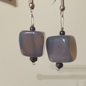 Fülbevaló szürke achát kövekből , Ékszer, Fülbevaló, Lógó fülbevaló, Mindenmás, MESKA