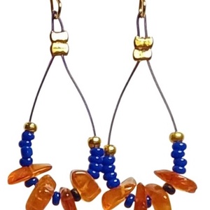 Fülbevaló borostyán kövecskékből , Ékszer, Fülbevaló, Lógó fülbevaló, Mindenmás, MESKA