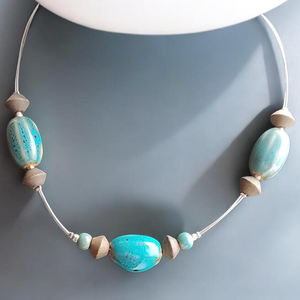 Gyöngyös nyaklánc türkiz színben, Ékszer, Nyaklánc, Gyöngyös nyaklánc, , MESKA