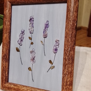 Levendulás falikép ametiszt ásványból - otthon & életmód - dekoráció - kép & falikép - kavics kép - Meska.hu