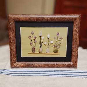 Cserepes virágos kavicskép féldrágakövekből , Otthon & Életmód, Dekoráció, Kép & Falikép, Kavics kép, , MESKA