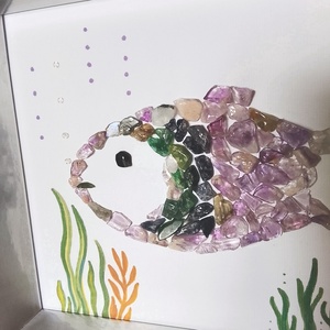 Halacska kavicskép féldrágakövekből  - otthon & életmód - dekoráció - kép & falikép - kavics kép - Meska.hu