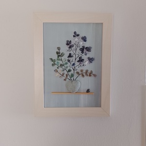 Kék virágos kavicskép féldrágakövekből  - otthon & életmód - dekoráció - kép & falikép - kavics kép - Meska.hu