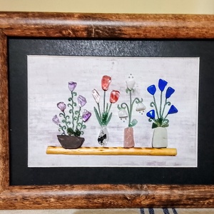 Virágospolc falikép féldrágakövekből  - otthon & életmód - dekoráció - kép & falikép - kavics kép - Meska.hu