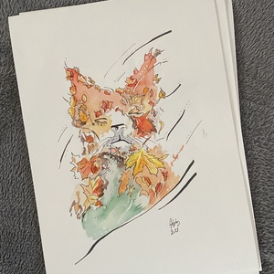 Róka akvarell nyomat � Giclée technikával, 24x32 cm, Művészet, Festmény, Akvarell, , MESKA