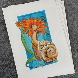 Csiga 24x32 cm print, Művészet, Festmény, Akvarell, , MESKA