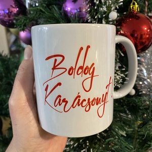 Karácsonyi Nyuszis Két oldalon nyomott bögre - otthon & életmód - konyhafelszerelés, tálalás - tálalás - bögre & csésze - Meska.hu