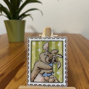 Kanga és Zsebibaba keresztszemes hűtőmágnes - Meska.hu