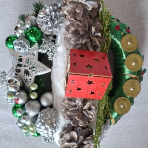 Faház ezüstben adventi koszorú, Karácsony, Adventi díszek, Adventi koszorú, , MESKA