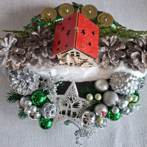 Faház ezüstben adventi koszorú - karácsony - adventi díszek - adventi koszorú - Meska.hu