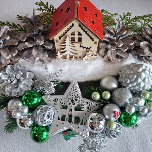 Faház ezüstben adventi koszorú - karácsony - adventi díszek - adventi koszorú - Meska.hu