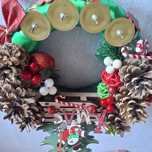 Piros-zöld adventi koszorú - karácsony - adventi díszek - adventi koszorú - Meska.hu