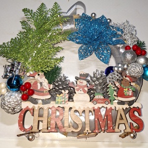 Ezüstös glitteres christmas, Karácsony, Karácsonyi lakásdekoráció, Karácsonyi ajtódíszek, , MESKA