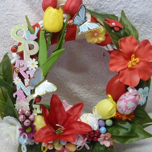 Katicák, méhek és pillangók köszöntik a húsvétot - otthon & életmód - dekoráció - ajtó- és ablak dekoráció - ajtódísz & kopogtató - Meska.hu