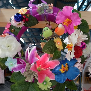 Madárkák billegnek a kosáron - otthon & életmód - dekoráció - ajtó- és ablak dekoráció - ajtódísz & kopogtató - Meska.hu