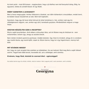 Levesek receptkönyv - 47 recept - DIGITÁLIS PDF - Georgyna - könyv & zene - könyv - Meska.hu