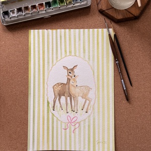 Őzek - akvarell, eredeti alkotás - művészet - festmény - akvarell - Meska.hu