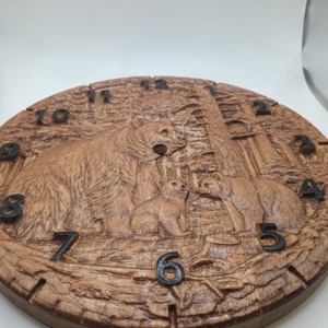 Medvés faragott fa 3d falióra - otthon & életmód - dekoráció - fali és függő dekoráció - falióra & óra - Meska.hu