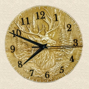 Szarvasos faragott fa 3d falióra, Otthon & Életmód, Dekoráció, Fali és függő dekoráció, Falióra & óra, Famegmunkálás, Festészet, MESKA