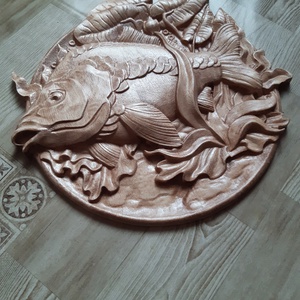 Fargott fa pontyos falidísz - otthon & életmód - dekoráció - kép & falikép - fából készült kép - Meska.hu