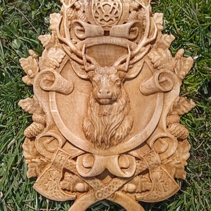 Fargott fa szarvasos falidísz - Meska.hu