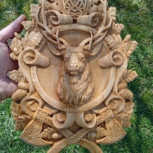 Fargott fa szarvasos falidísz - otthon & életmód - dekoráció - kép & falikép - fából készült kép - Meska.hu