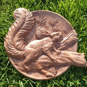 Fargott fa mókusos falidísz - otthon & életmód - dekoráció - kép & falikép - fából készült kép - Meska.hu