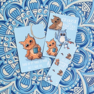 Kiégett baglyok- print és könyvjelző szett, Művészet, Grafika & Illusztráció, Digitális, Fotó, grafika, rajz, illusztráció, MESKA