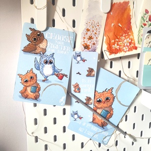 Kiégett baglyok- print és könyvjelző szett - művészet - grafika & illusztráció - digitális - Meska.hu