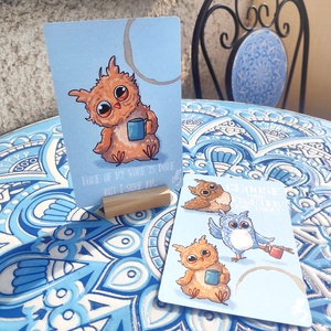 Kiégett baglyok- print és könyvjelző szett - művészet - grafika & illusztráció - digitális - Meska.hu