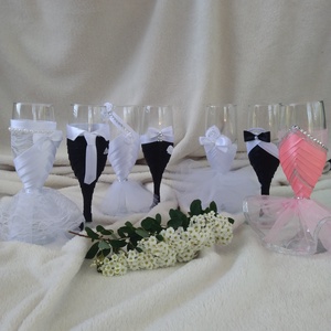 Esküvői pohár szett, rózsás - esküvő - dekoráció - asztaldísz - Meska.hu