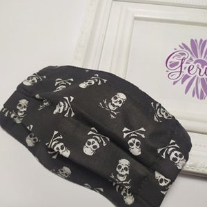 Textil maszk, kétrétegű, fekete-halálfejes -  - Meska.hu